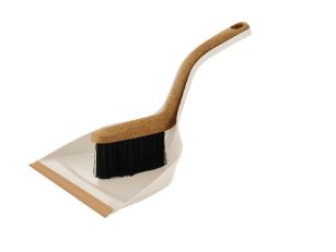 Щетка-сметка с совком Spin&Clean Wood, с ручками 21 см, с кромкой, сливочный/бук                            